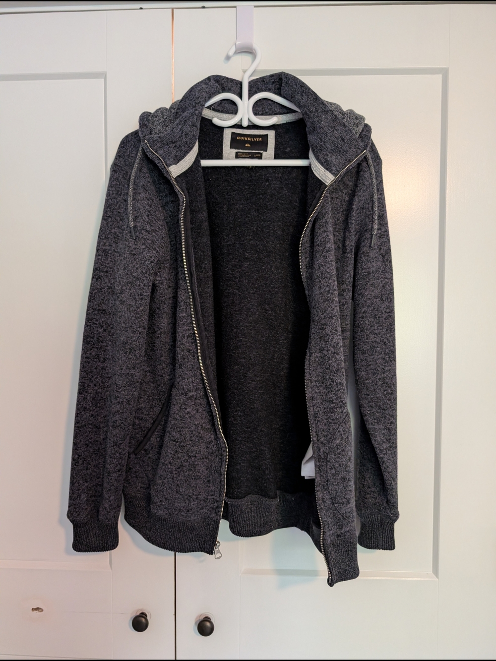 Quiksilver Men's Dark Gray Zip-Up Hooded Sweater